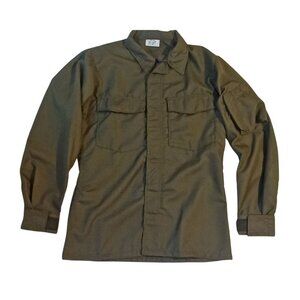 Vintage Army Olive Green Shirt Zipper Down Jacket